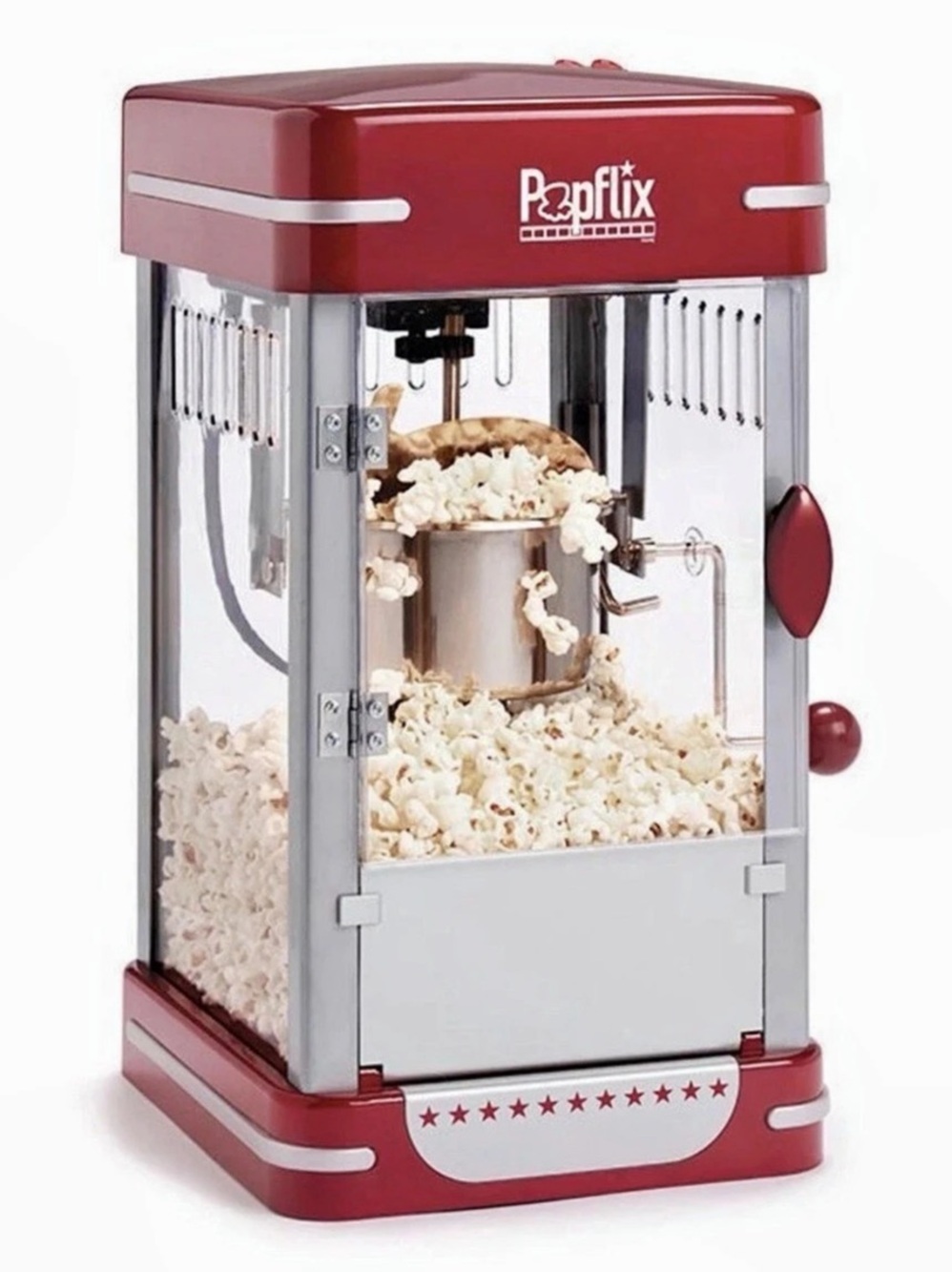 ✴️New✴️Popflix Cinema-Style Kettle Popcorn Popper Red & Silver